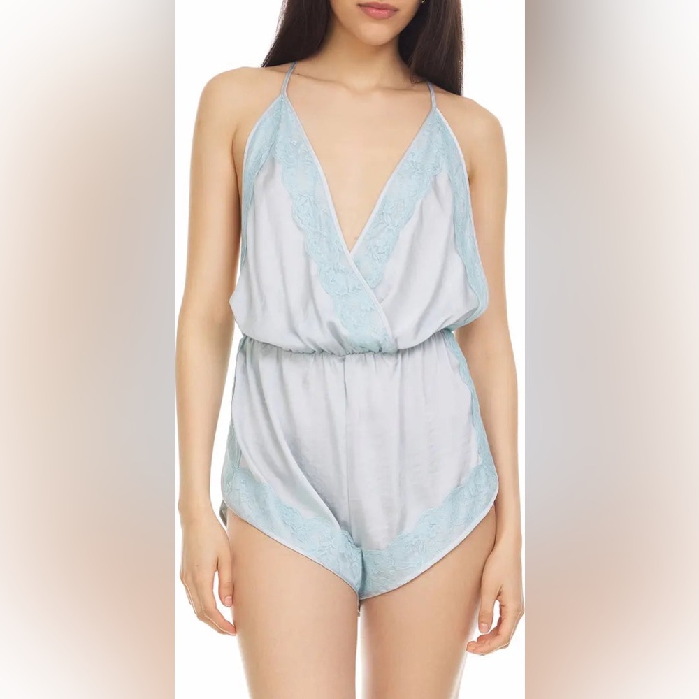 Flora Nikrooz Light Blue Lace Romper